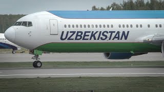 Uzbekistan Airways Москва - Ташкент. Boeing 767-33P(ER) UK67004, вылет из Домодедово | 5’24