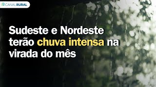 Previsão do tempo | Brasil 15 dias | Sudeste e Nordeste terão chuva intensa na virada do mês