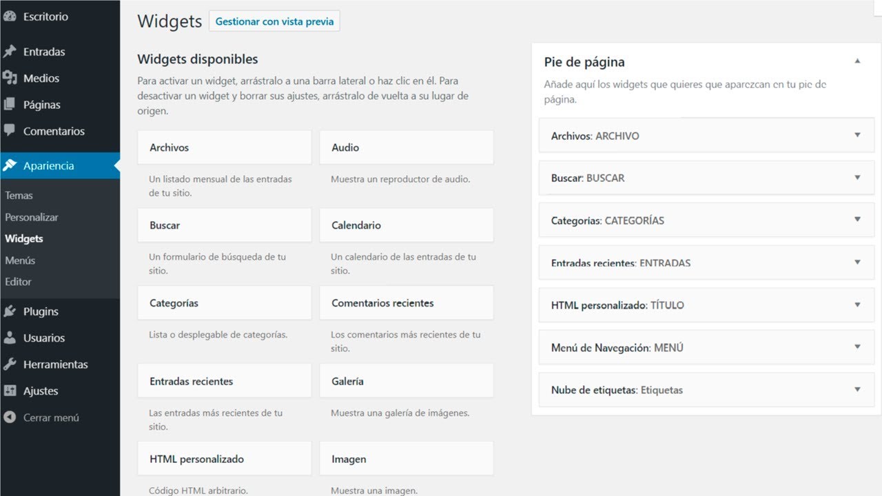 LOS WIDGETS EN WORDPRESS - YouTube