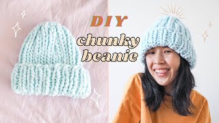 Knitted Chunky Beanie Hat Knitting A Ribbed Beanie Seamlessly In The Round [free easy knit pattern]