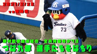 つば九郎　７３を着た選手たちをぱちり　野村克也さん追悼試合　2021/3/28　vs阪神