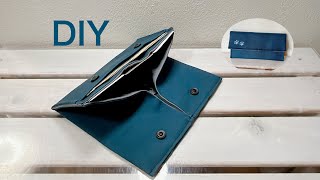 シンプルで簡単！長財布の作り方《ハンドメイド》DIY Long Wallet.