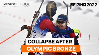 Tiril Eckhoff collapses after winning bronze in Women’s Biathlon 10km Pursuit | 2022 Winter Olympics