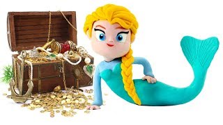 Frozen Elsa Mermaid & Princess Ariel The Little Mermaid Play Doh Cartoons Stop Motion Animations