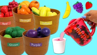 Pretend Making Fruit Smoothies with Toy Blender | Kids Learning Fruits & Vegetables Toy Video!
