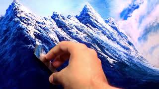 A glimpse of how I created this Basic snow-capped mountain. || Mountain painting || #painting#sketch