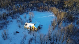 The Yellow House by the Frozen Pond (DJI MINI 3 4K)