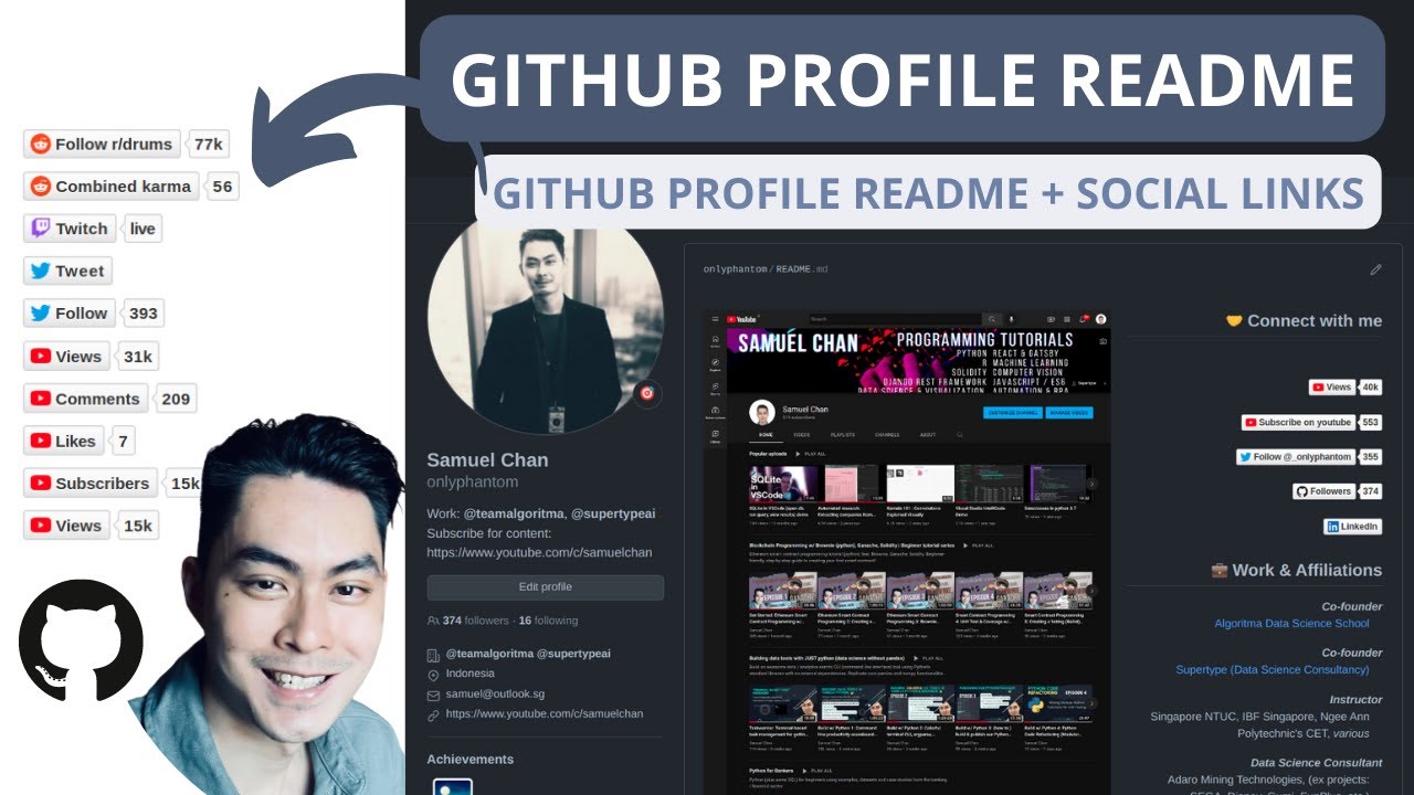 Create A GitHub Profile Readme W/ Social Links - YouTube