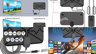 TV Antenna, 2024 Upgraded Digital Antenna for TV Indoor, HDTV Antenna 360° Reception Support 4K 1080