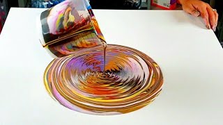 WHOA. The Golden WormHole - Fluid Painting w/ IRIDESCENT Paint / Fluid Painting / Acrylic Pouring