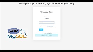 PHP Mysqli Login with OOP (Object-Oriented Programming)