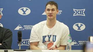 Dallin Hall, Richie Saunders, Trevin Knell  | Postgame | Kansas | February 18, 2025