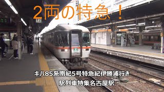 2両の特急！キハ85系南紀5号特急紀伊勝浦行き　駅列車特集　JR関西本線　名古屋12番線　その188