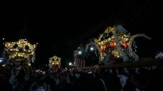 魚吹八幡神社秋季例祭2024年10月21日宵宮 楼門前 坂上 津市場北 津市場 三台同時サイテケ