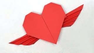 How to Make Paper Heart With Wings - Origami Winged Heart for Valentine's Day