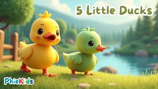 Five Little Ducks Kids Song New Version | Phie Kids Nursery Rhymes for Babies \u0026 Children