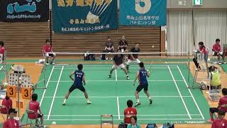 2016年IH バドミントン 男子 ダブルス 2回戦 新里智司・田場盛吾（南風原）vs 中西誠・松下修基（鳥取敬愛）