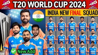 ICC T20 world cup 2024 India team final Squad #icct20worldcup2024 #indiasquad
