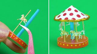 How to make Miniature Merry-go-round | MINIATURE IDEAS FOR DOLLHOUSE | #Shorts