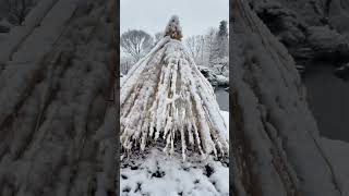 雪景色した高島城(長野県諏訪市)