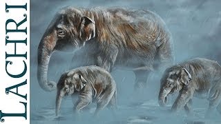 Speed Painting Asian Elephants in acrylic - Lachri