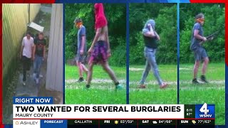 Two wanted in Maury County for several burglaries