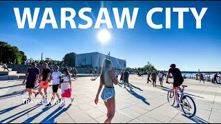 Warsaw City Poland - Walking Tour Boulevards Powisle, 4K 60fps City Walk - Travel Walk Tour,