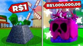 FRUTA DE 1 REAL VS FRUTA DE 1000000 DE REAIS NO BLOX FRUITS!!