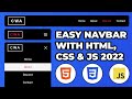Build a Responsive CSS Navbar & Animated Menu with HTML, CSS & JavaScript | Beginner tutorial 2022