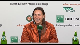 Tennis - Roland-Garros 2024 - Aryna Sabalenka : "I sign my coach's head, we like to do weird stuff"