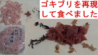 セブンイレブンの今話題の『梅香る混ぜ飯おむすび 紀州南高梅』でゴキブリを再現して食べてみました。