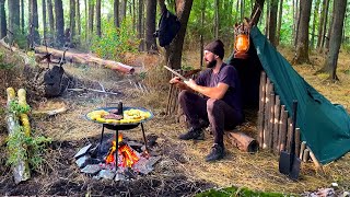 Building a Shelter in the Forest | Cooking Outdoors on a plate of sajé |Overnight stay in the forest