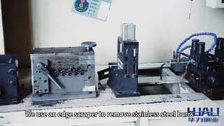 Stainless steel strip deburring process demonstration