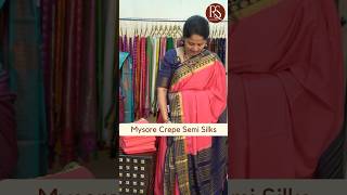 Mysore semi crepe silk sarees in beautiful color combinations. WhatsApp 9100062127 #mysoresilksarees