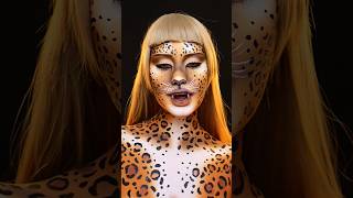 me take on the leopard makeup trends 🐆 #leopardmakeup #creativemakeup #makeuptransition