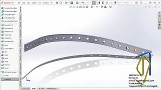 Curve Driven pattern for the holes SolidWorks Масив отворів вздовж кривої в солідворкс