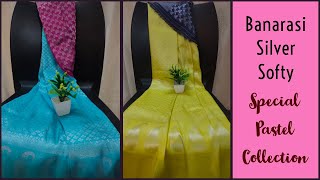 Silver Banarasi Softy Sarees | Unique Pastel Colours Collection | #divafabrics #pastelcoloursarees