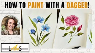 How to use a Dagger/Striper Brush! Flower Painting Watercolor! Watercolor Painting Easy!