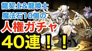 実況【パズドラ】魔法石10個の龍契士\u0026龍喚士ガチャでイデアル2体狙いで40連！！