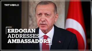 Türkiye’s President Erdogan addresses ambassadors in Ankara