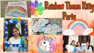 RAINBOW THEME KITTY PARTY DECORATION \u0026 GAMES || KITTY DECORATION \u0026 GAMES IDEAS ||@DeepshikhaAgarwal