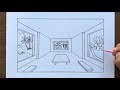 How to Draw in 1-Point Perspective: A Room of An Art Gallery