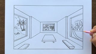 How to Draw in 1-Point Perspective: A Room of An Art Gallery