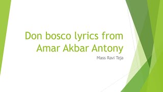 Don Bosco lyrical song in Amar Akber Antony