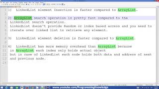 Java Tutorial For Beginners 33 Difference between LinkedList vs ArrayList in J