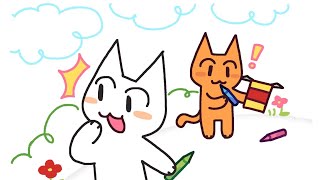 Cats drawing with crayons 🌈🖍️