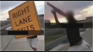 Male tosses road sign on highway: police investigating