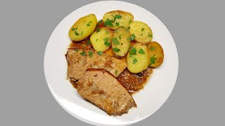 Pečená špikovaná vepřová kýta s bramborem recept