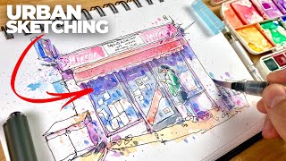 Easy Loose URBAN SKETCHING Tutorial for Beginners (Simple Ink & Watercolor Process!)