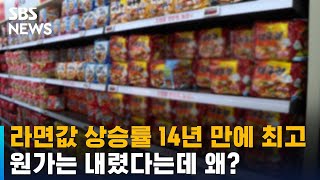 라면값 상승률 14년 만에 최고…원가는 내렸다는데 왜? / SBS